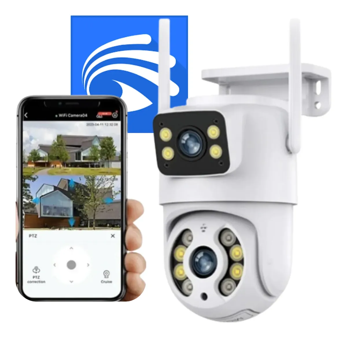 Câmera Dupla Segurança Wifi Ip Externa Lente 6mp App Yoosee