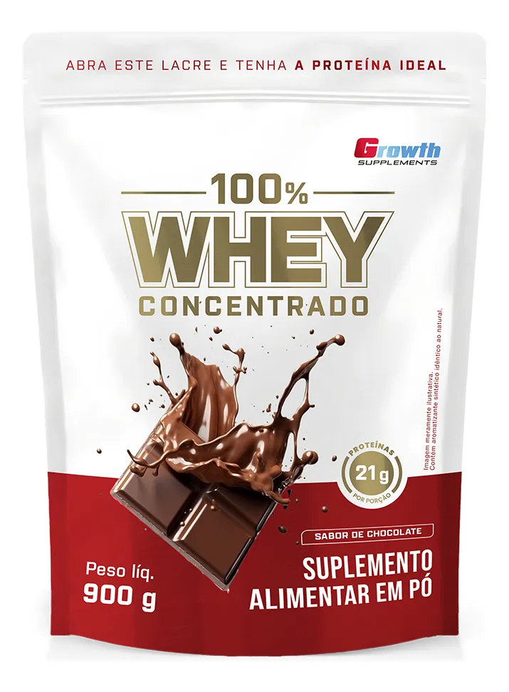 100% Whey Concentrado 900g - Growth Supplements