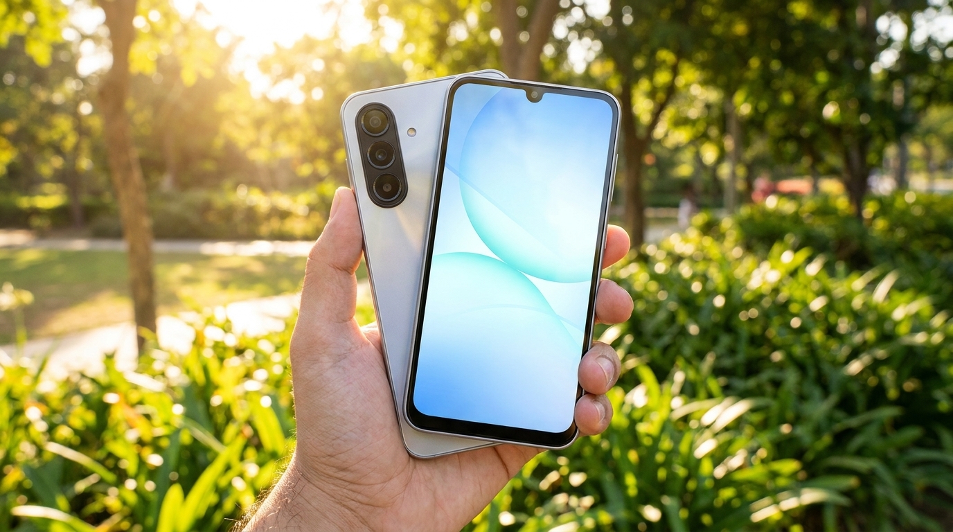 Com pico de 1100 nits, a tela Super AMOLED do Galaxy A17 mantém excelente visibilidade e imersão mesmo sob a luz intensa do sol.