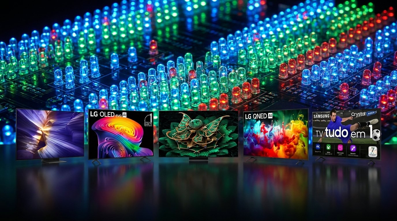 Guia Oficial 2026: Entenda perfeitamente a dinâmica luminosa que difere o contraste infinito do OLED versus a luz esmagadora e ofuscante do painel Mini LED.