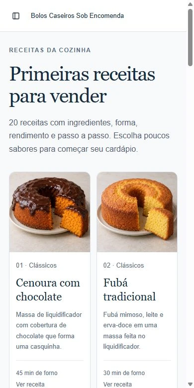 Tela real do aplicativo: 20 receitas