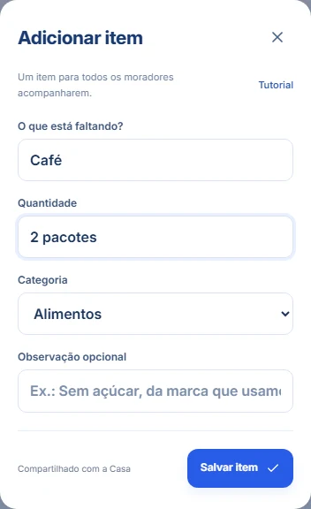Imagem real do tutorial da lista de compras.