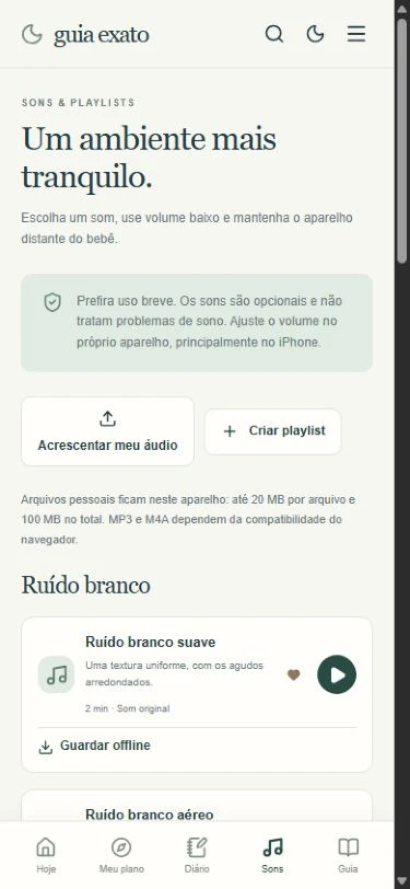 Tela do aplicativo: Sons, do seu jeito